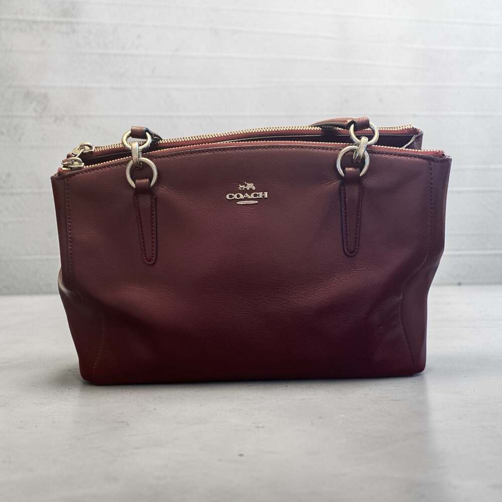 Coach Christie Carryall Burgundy Pebbled Leather Satchel Bag